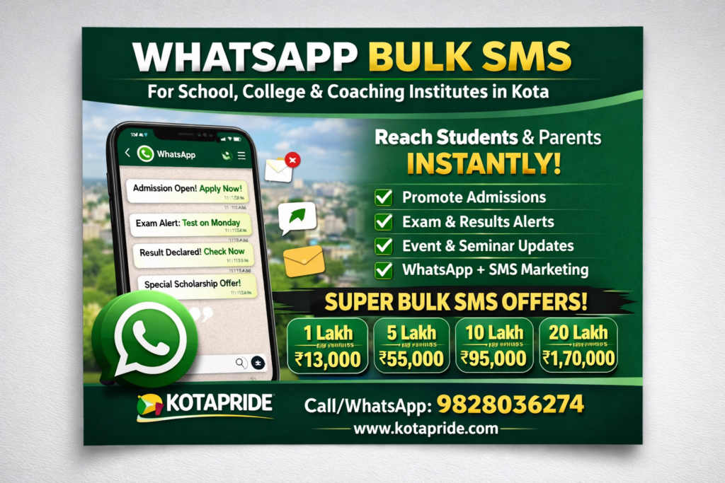 Whatsapp Bulk SMS for School, College, IIT and NEET Coaching Institute in Kota